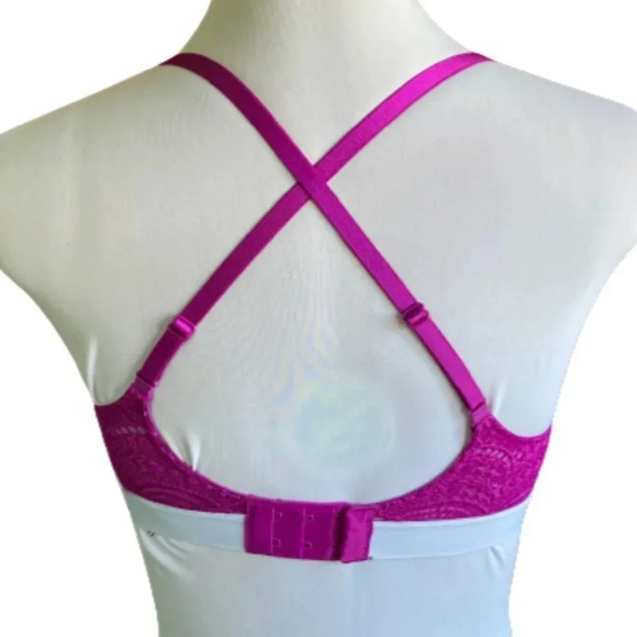 Victoria's Secret Magenta Lace Lightly Lined Wireless Bra, Size 34B‎ - Picture 4 of 10